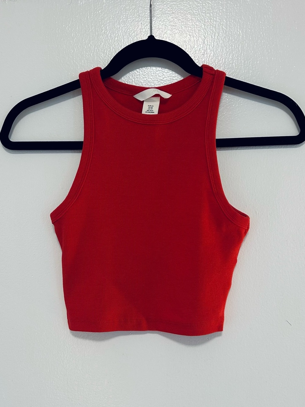 H&M Red Ribbed Sleeveless Crop Tank